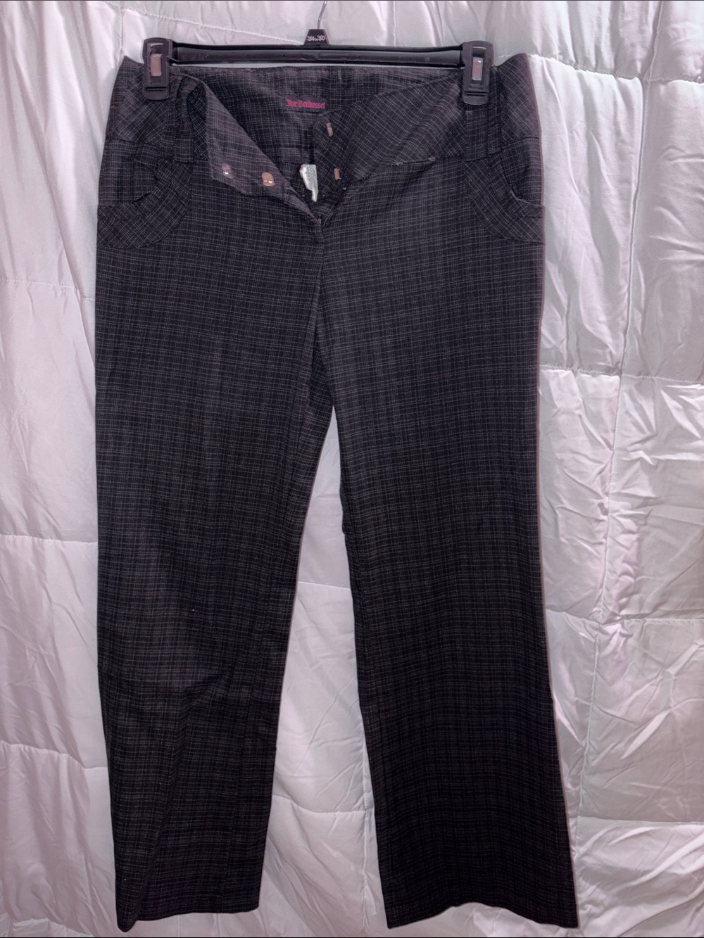 Joe Benbasset Black Plaid Straight-Leg Trousers